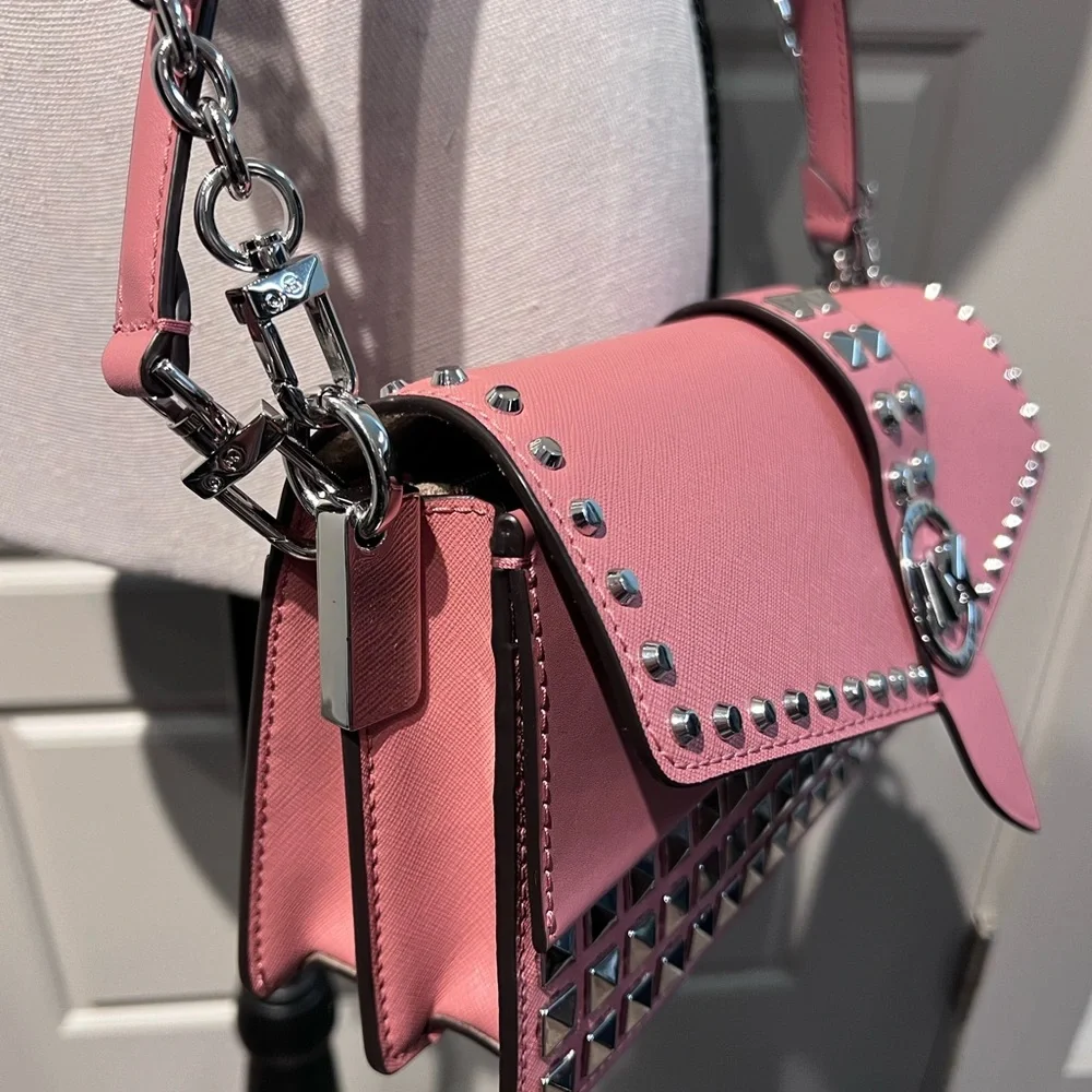 Michael Kors Medium Royal Pink Crossbody Bag with Silver Studs - Picture 4 of 8